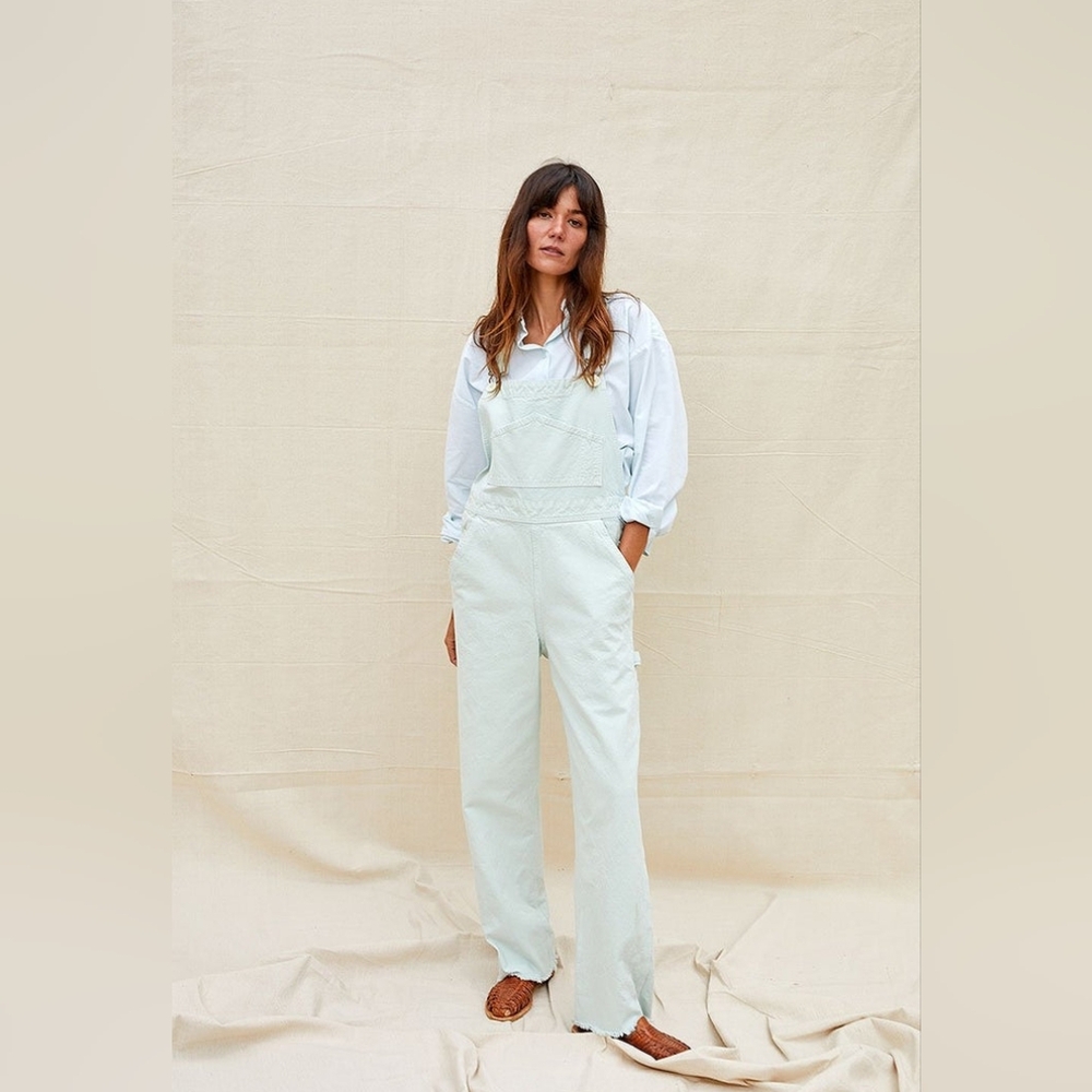 Jesse Kamm Pale Blue Denim Overalls Size Small S